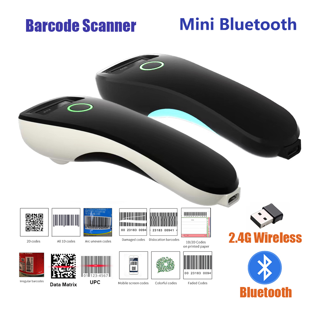 Document Scanner Portable - Tragbarer Mini-Handheld-Barcode-Scanner 2,4 G Wireless/Bluetooth/USB 1D