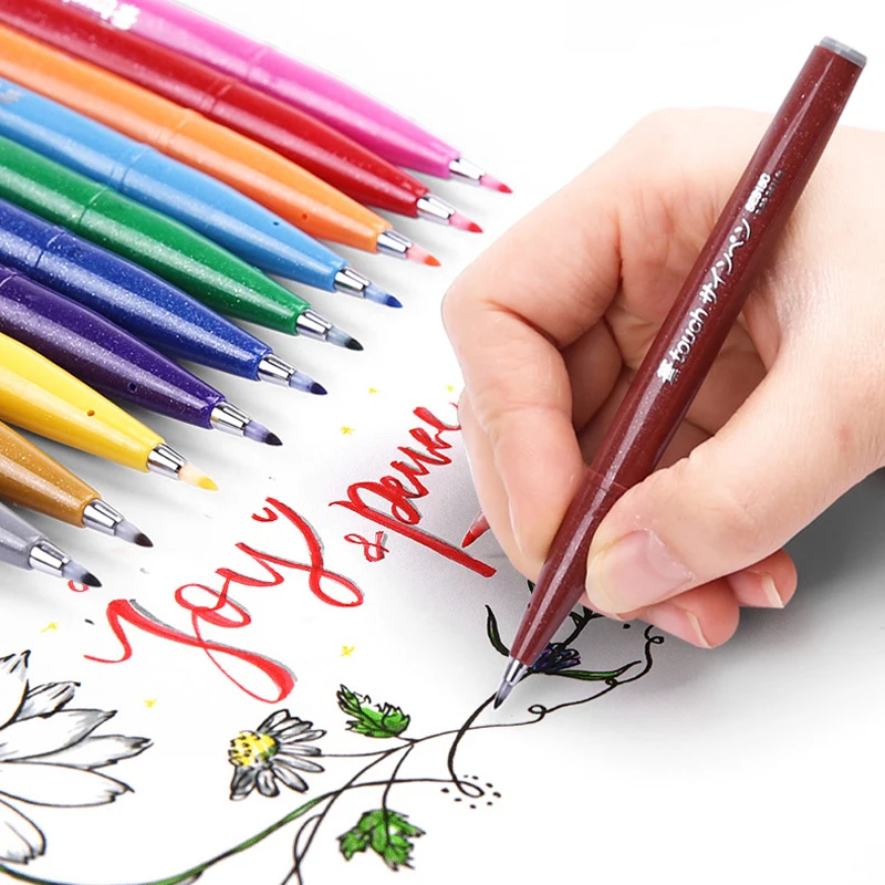 Pentel Pen Sign Pen - 12 Farben Japan Pentel Touch Pinselstift-Set,