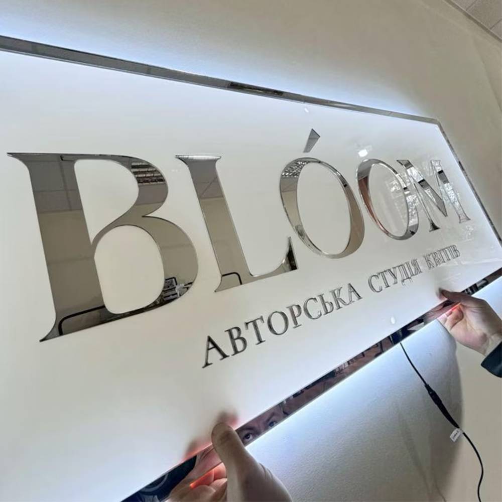 Home Office Logo - Personalisiertes Geschäfts-LED-Logo-Schild Hintergrundbeleuchtetes Acryl 3D Rechteckige