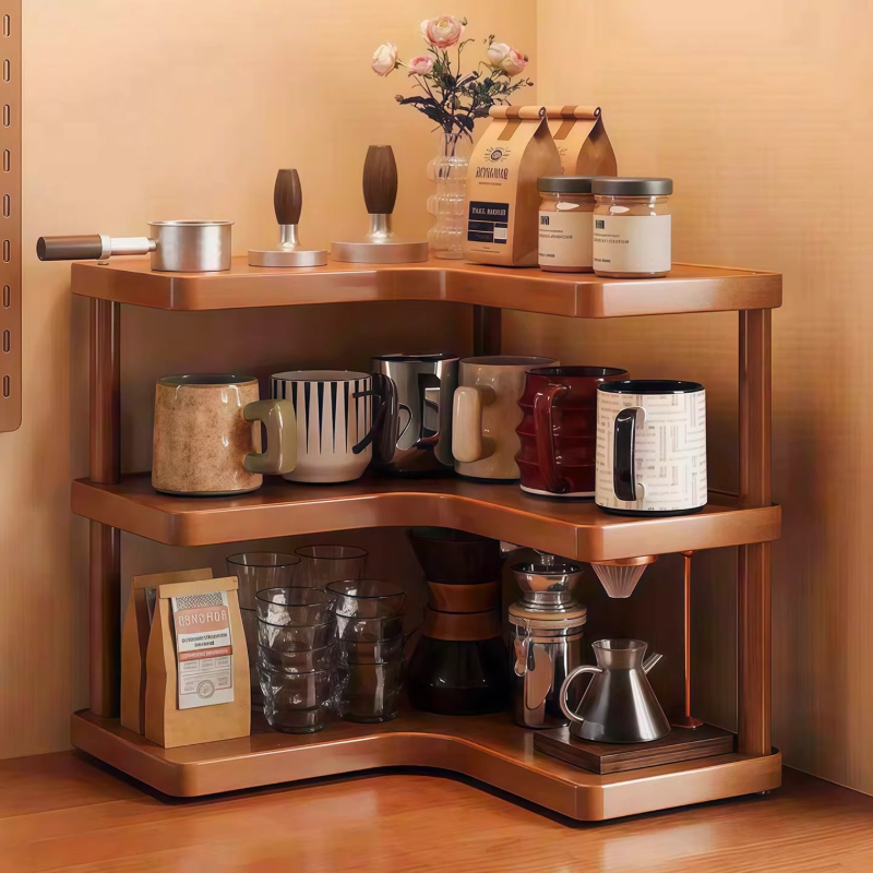 Home Office Work Table - Eckiger Schreibtisch-Tassenorganizer Mehrstöckiger Kaffeetassenhalter Präsentationsregal Aufbewahrungsregal