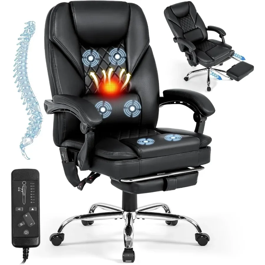 Ergonomic Office Chair - Massage-Bürostuhl mit Fußstütze und Heizfunktion für