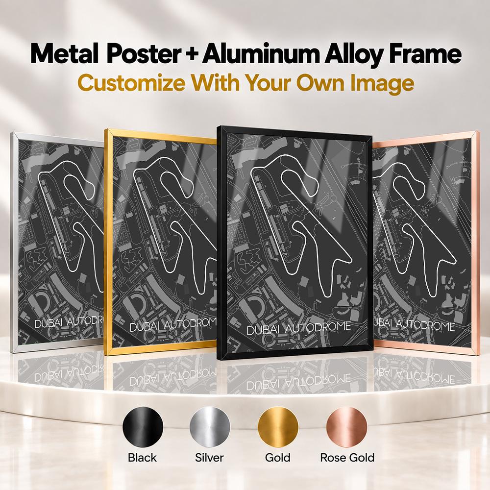Home Office Dubai - Dubai Autodrome – Streckenkarte, Metallposter mit