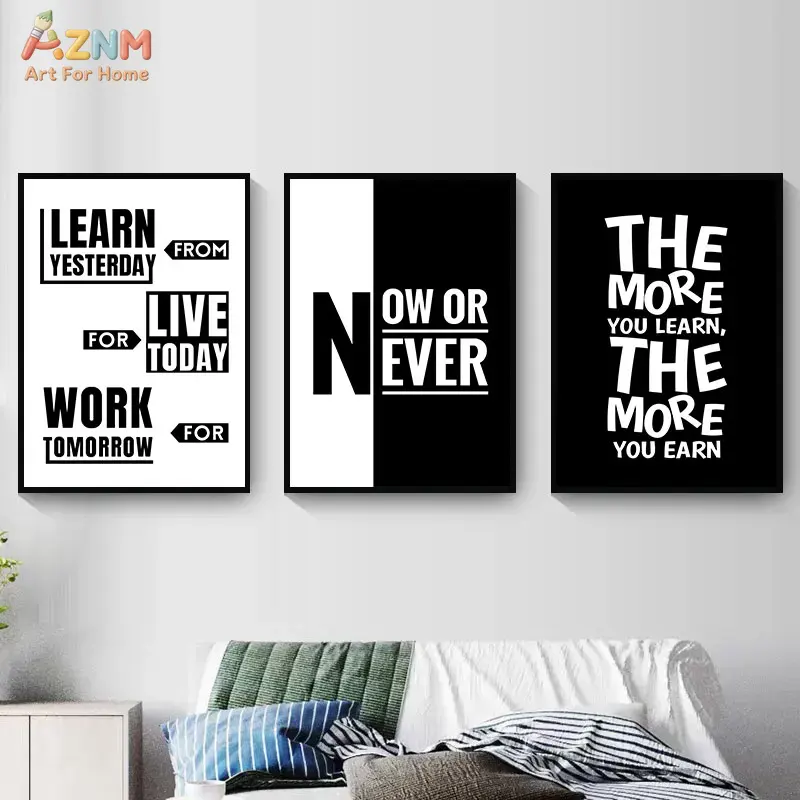 AZNM Schwarz-Weißes Motivation – Home Office Room Inspiration Bewertung und Preis
